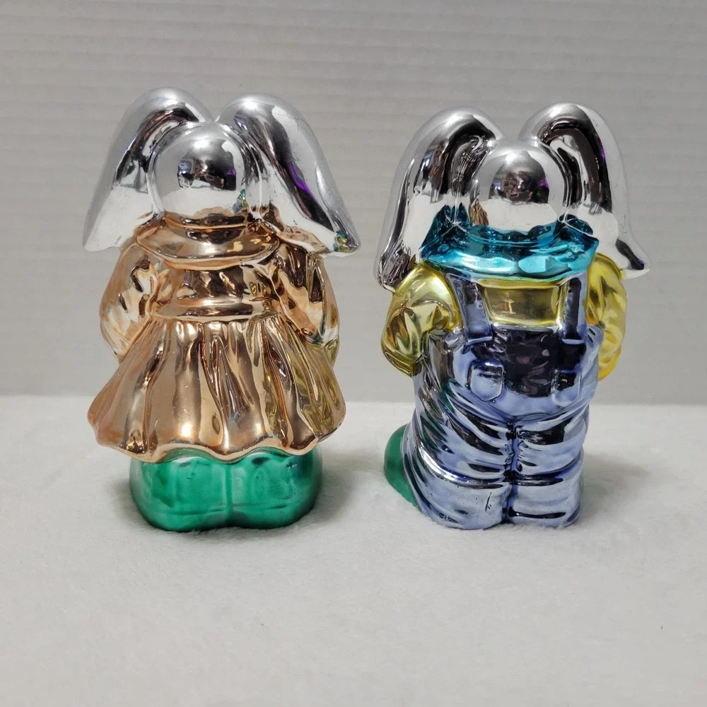 Armchair Shopper Shimmering Bunny Pair Easter‎ Hand Blown Mercury Glass So Cute!